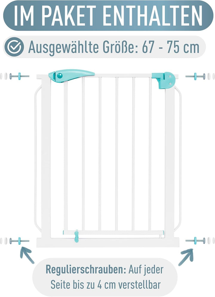 ib style Türschutzgitter Berrin 67-175, Treppengitter für Babys, Treppenschutzgitter ohne Bohren, Tü
