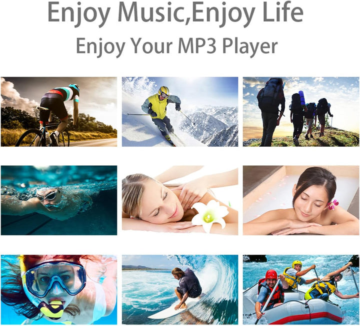 IPX8 wasserdichte MP3 -Player, Musikplayer mit Rückenclip, Eingebaut in 8 GB Speicher, Unterwasser -
