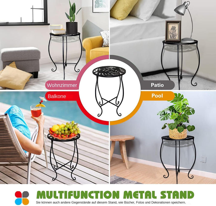 Aussen Pflanzenständer - Metall Pflanzentopfständer 38 Cm,Dekoratives Rundes Pflanzen- und Blumenreg