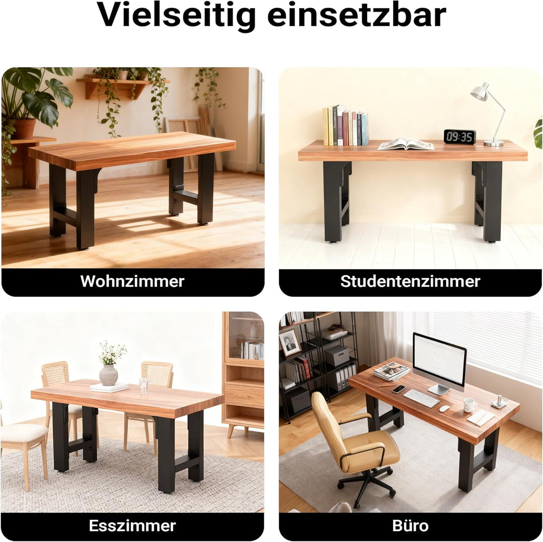 Wiltec Tischbeine aus Stahl 2er Set 90x72cm Vierkantrohre in schwarz pulverbeschichtet Tischkufen Ti