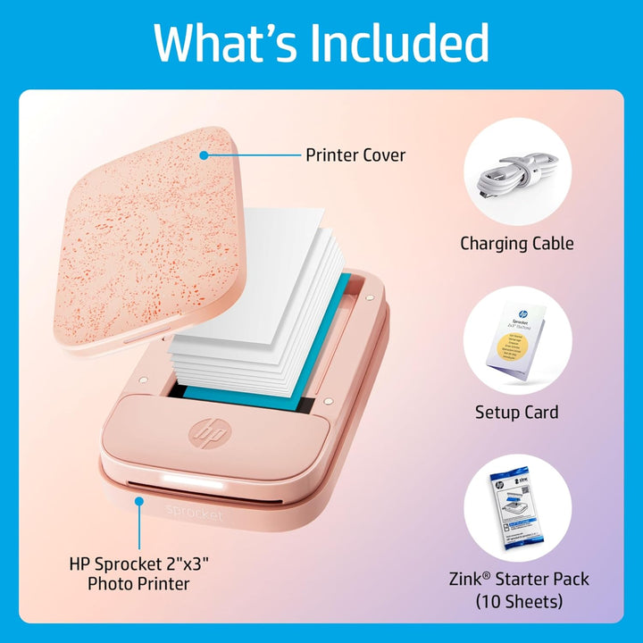 HP Sprocket tragbarer Instant-Fotodrucker, 5,1 x 7,6 cm, Blush Pink Rosa