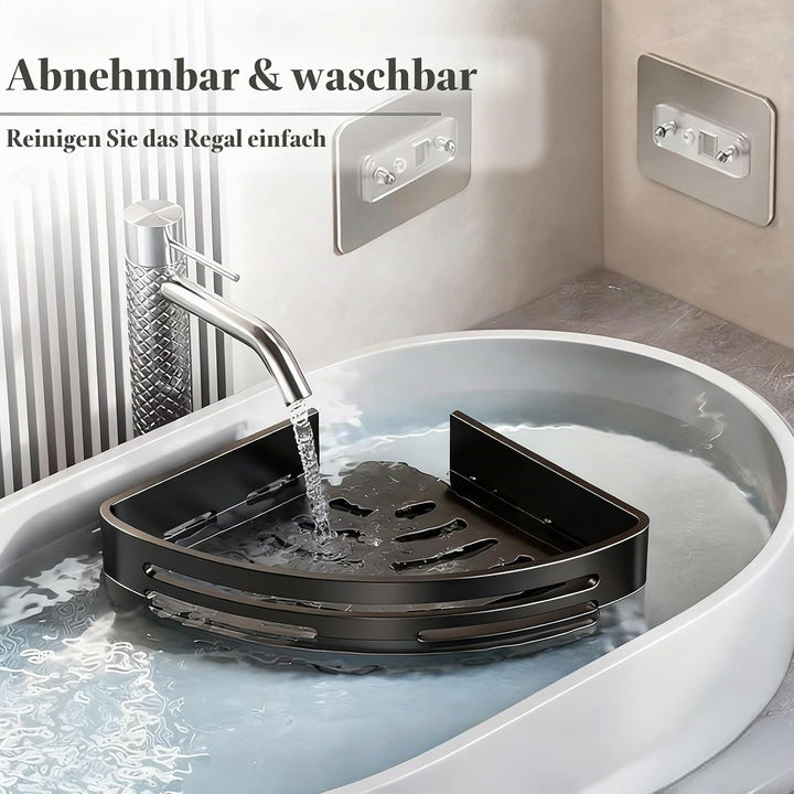 Duschablage ohne Bohren - Der perfekte Badezimmer Organizer! Eckregal für Dusche &amp; Bad mit 4 Haken.