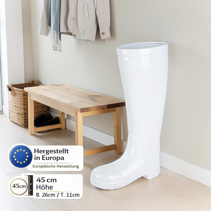 Casablanca Deko Schirmständer aus Keramik mit Wasserauffangschale - Regenschirmständer weiss - Höhe