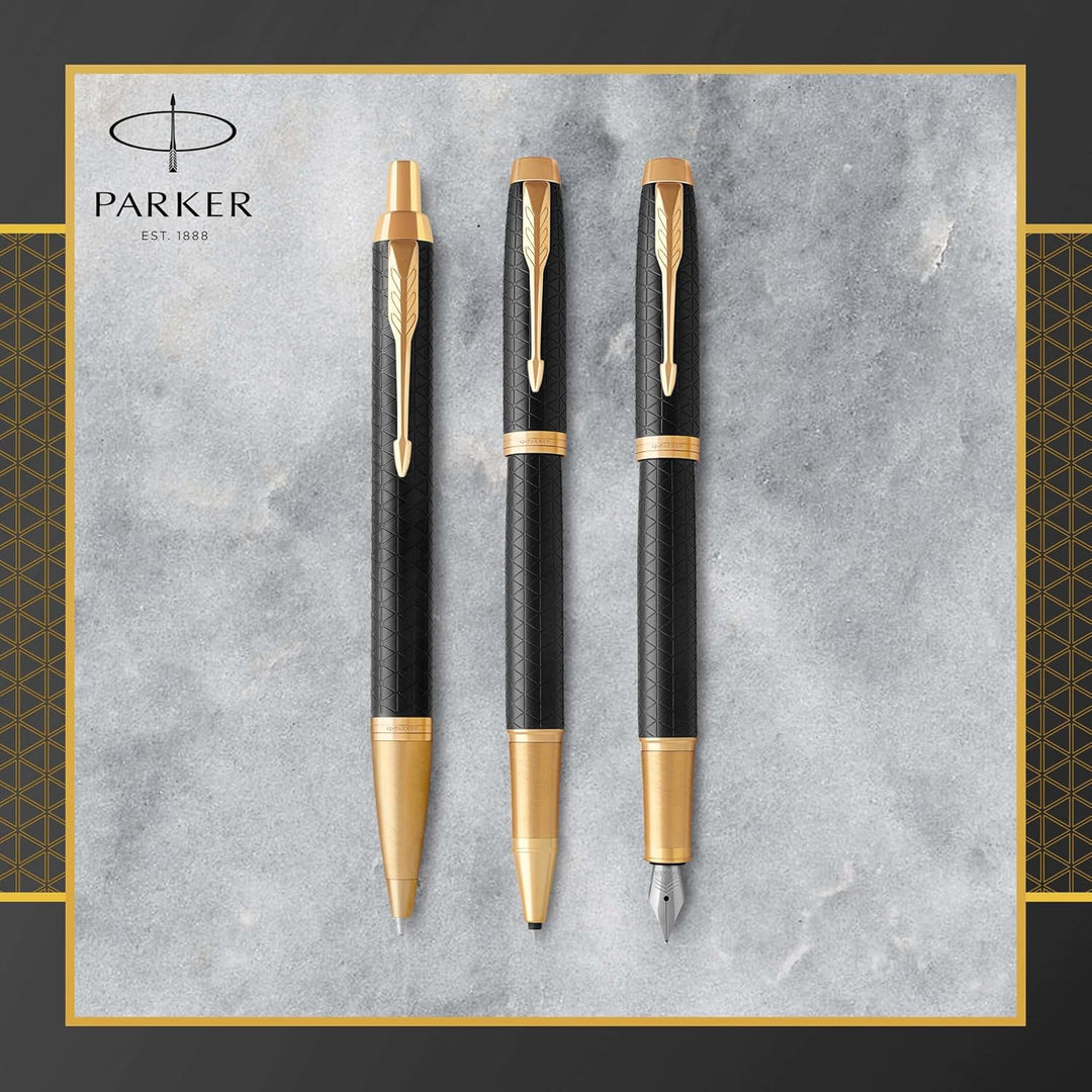 Parker IM Füller | Premium Black | Füllfederhalter mit feiner Feder | blaue Tinte | Geschenkbox Prem