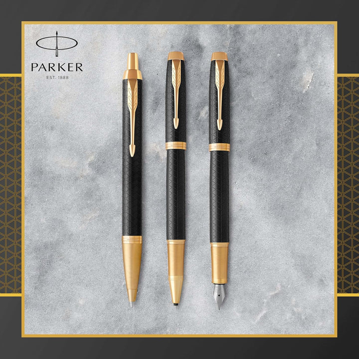 Parker IM Füller | Premium Black | Füllfederhalter mit feiner Feder | blaue Tinte | Geschenkbox Prem