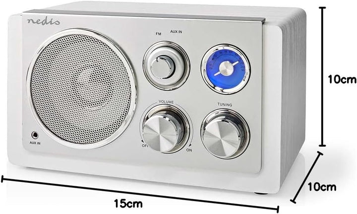 Nedis RDFM5110WT FM-Radio | Tisch Ausführumg | FM | Netzstromversorgung | Analog | 15 W | Silber/Wei