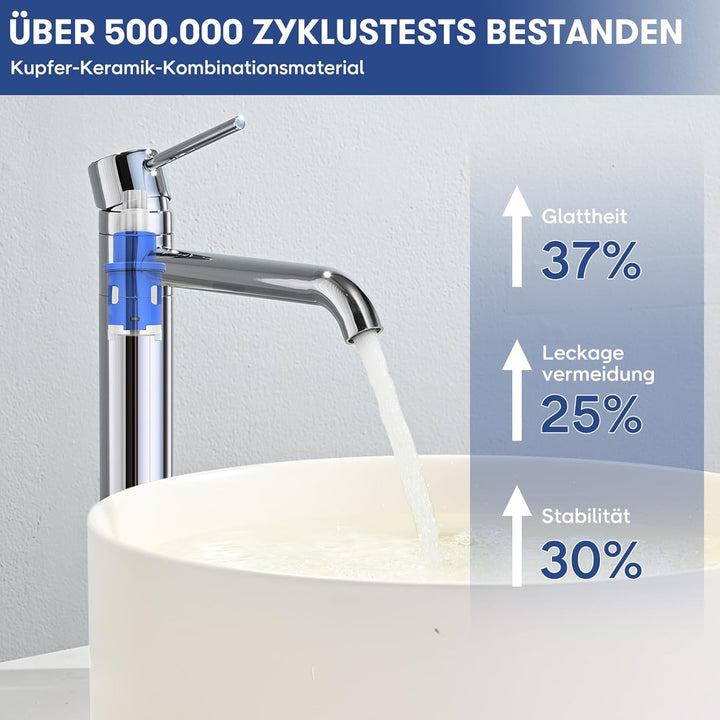 Waschtischarmatur Hoch 360° Schwenkbar BuntHaus, Wasserhahn Bad-Mischbatterie, Keramischem Ventilker