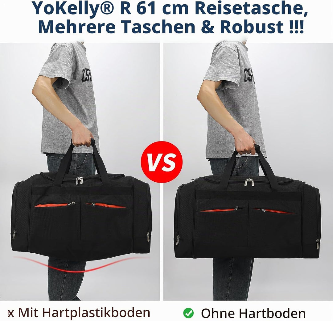65L Sporttasche Herren Gross - 24 inch Grosse Reisetasche Duffle Bag mit Hartem Boden und Schuhfach