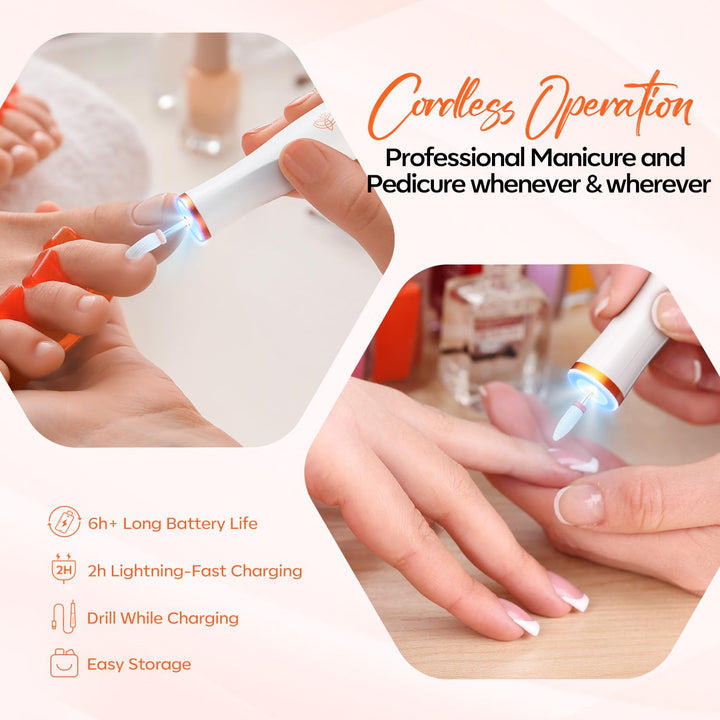 modelones Nagelfräser Kabellos, 13 in 1 Fräser für Gelnägel 22000 u/Min, Maniküre und Pediküre Set,