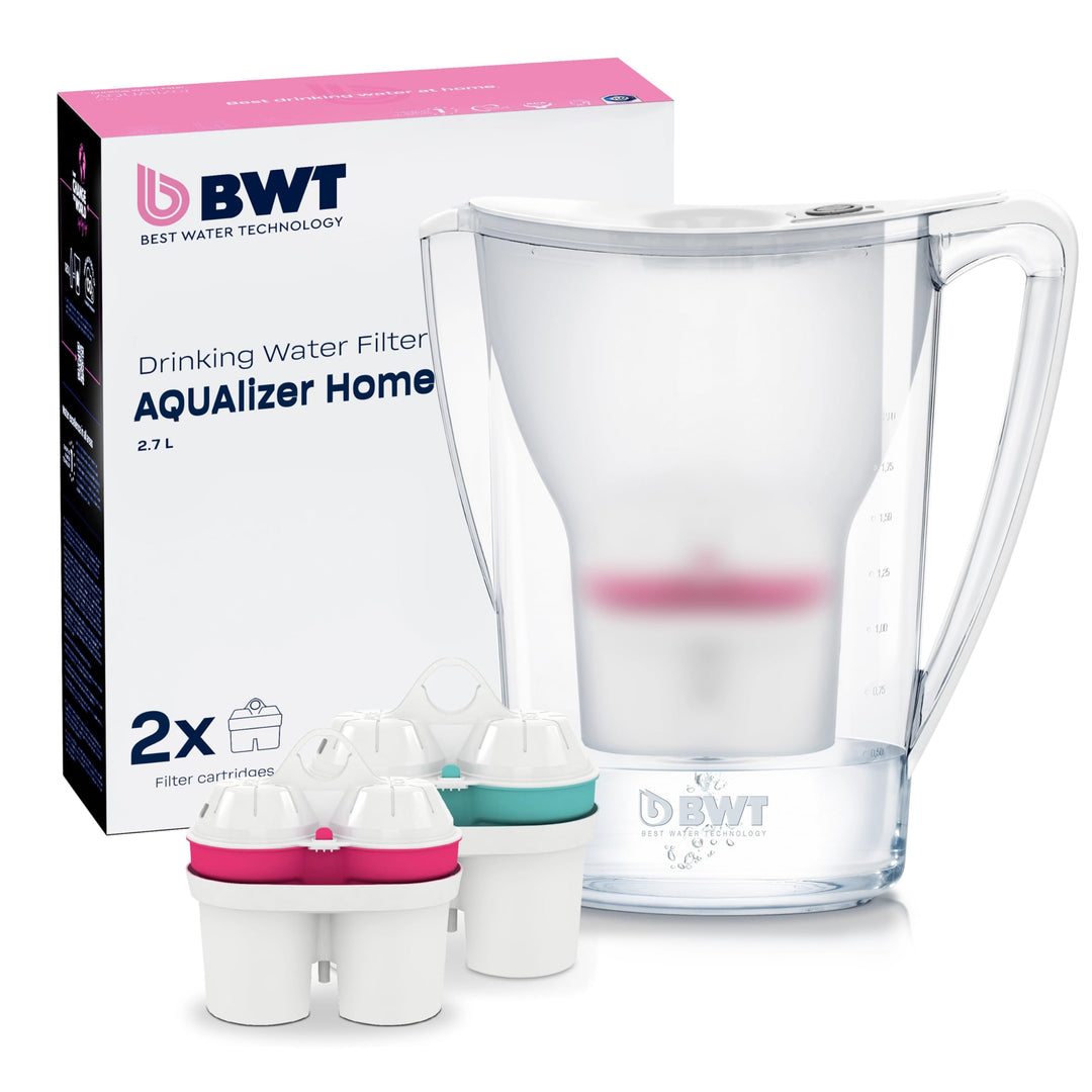 BWT 125305611-Tischwasserfilter Penguin Wasserfilterkanne inkl. 2 Filterkartuschen, ZINC 1x Magnesiu