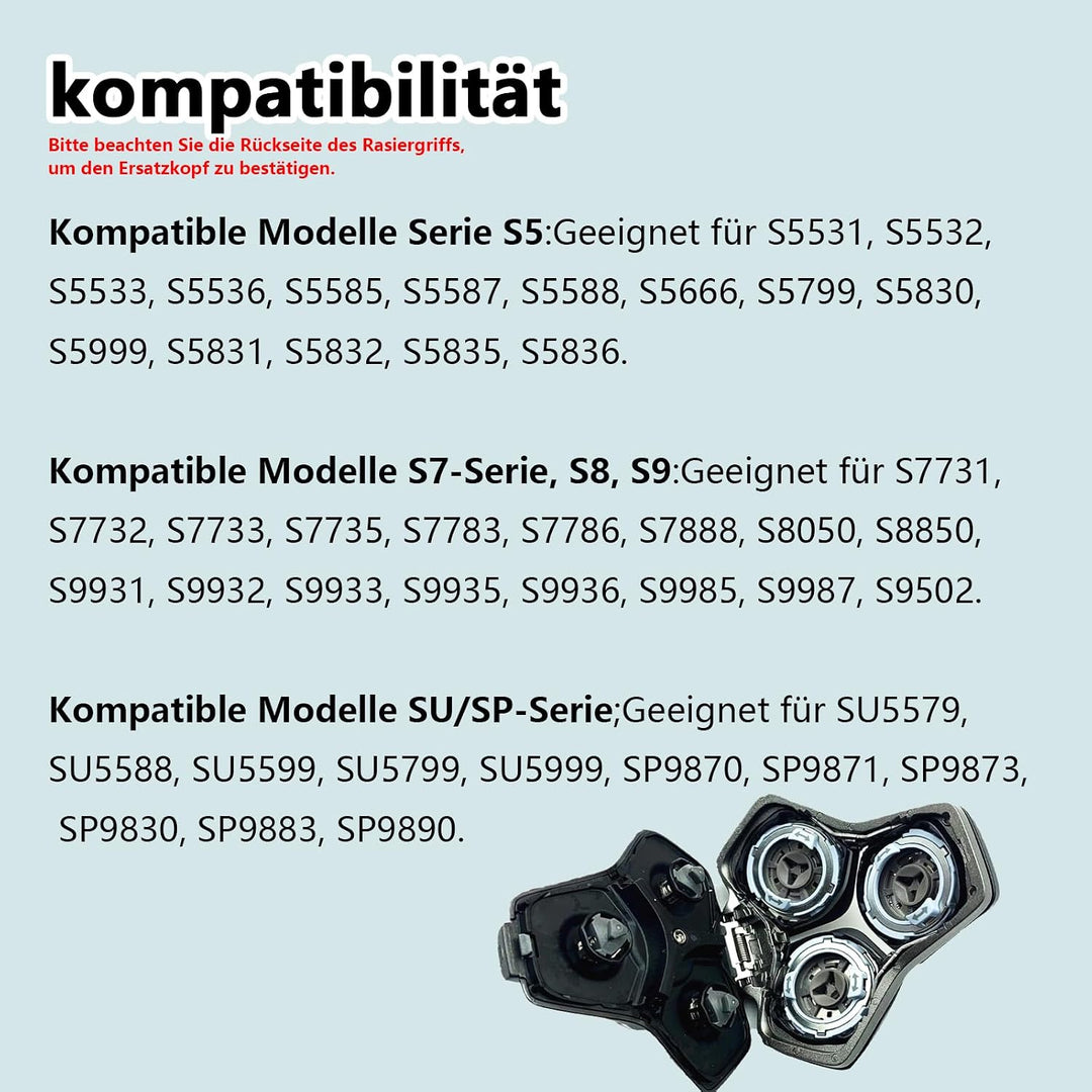 Rasierköpfe SH71/50 kompatibel mit Philips Series 5000 (S55XX) und Series 7000 (S7XX) 5000 7000 S773