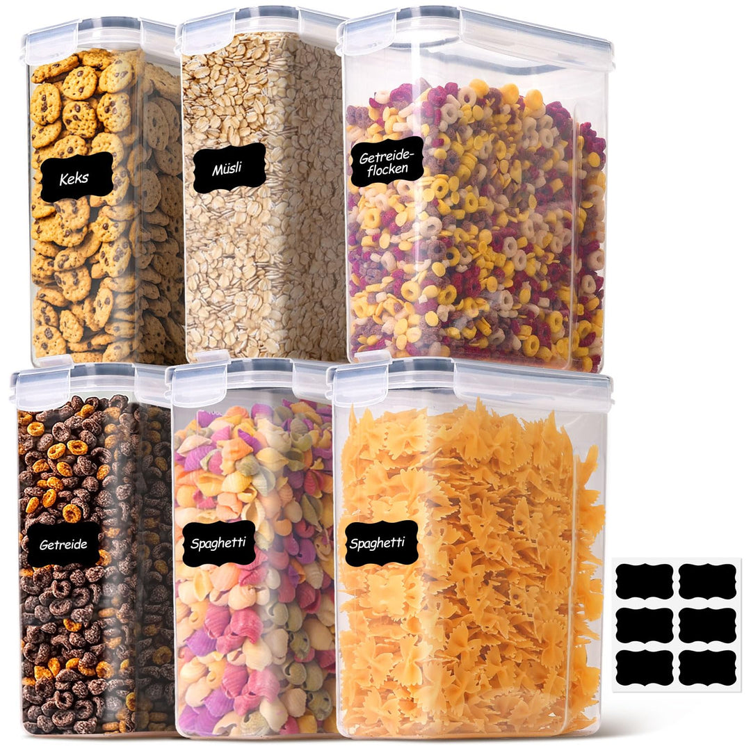 ComSaf Vorratsdosen mit Deckel Luftdicht 2.5 L, 6er Müsli Aufbewahrung, Aufbewahrungsbox mit Deckel,