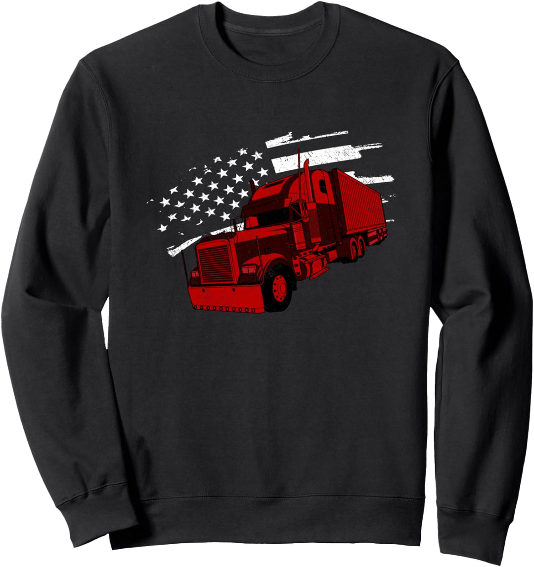 USA Flag Laster Spruch Lastkraftwagen Transporter Fernfahrer Sweatshirt
