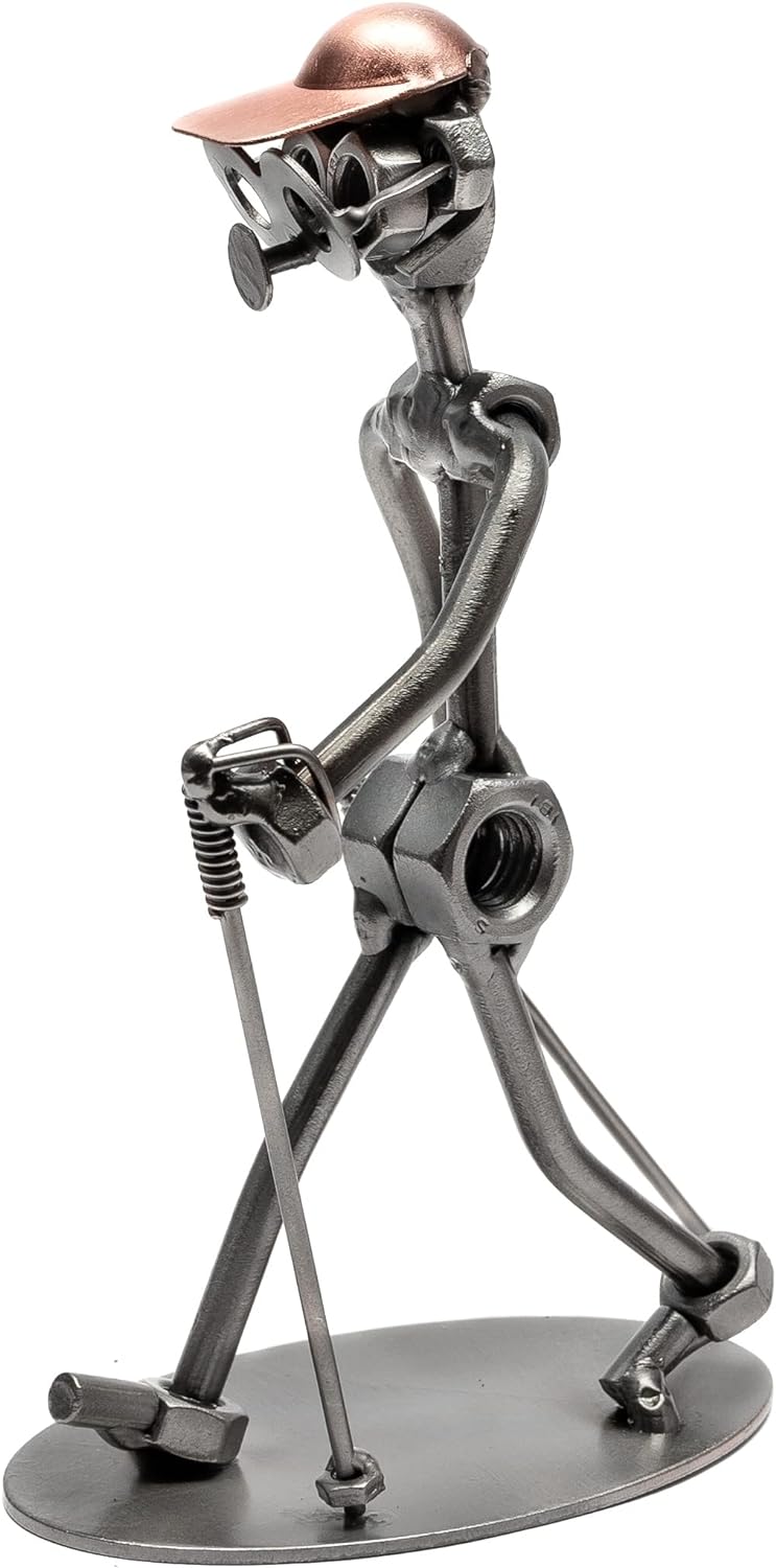 STEEMO Schraubenmännchen Nordic Walking Trekking Geschenk Metall-Deko 12x6x17 cm