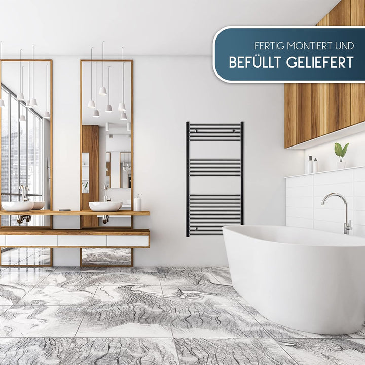 anapont elektrischer Badheizkörper - Chrom gerade - Timer-Funktion - Handtuchheizkörper - Badheizung