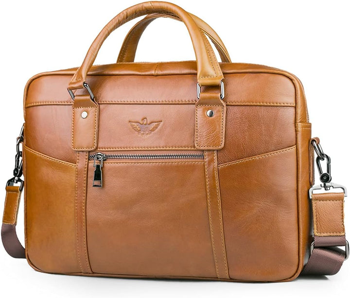 SPAHER Laptoptasche 15.6 Zoll Aktentasche Herren Business Tasche Arbeitstasche Herren Echtleder Tasc