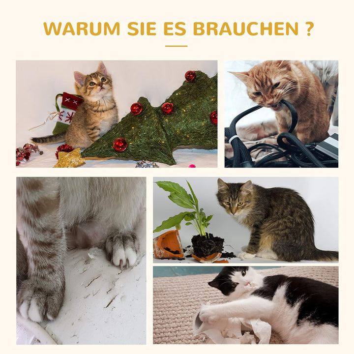 PawHut Katzenhöhle, Katzenbett mit Hängematte, Sisalstamm, Plattform Katzenhaus aus Holz Kratzbaum f