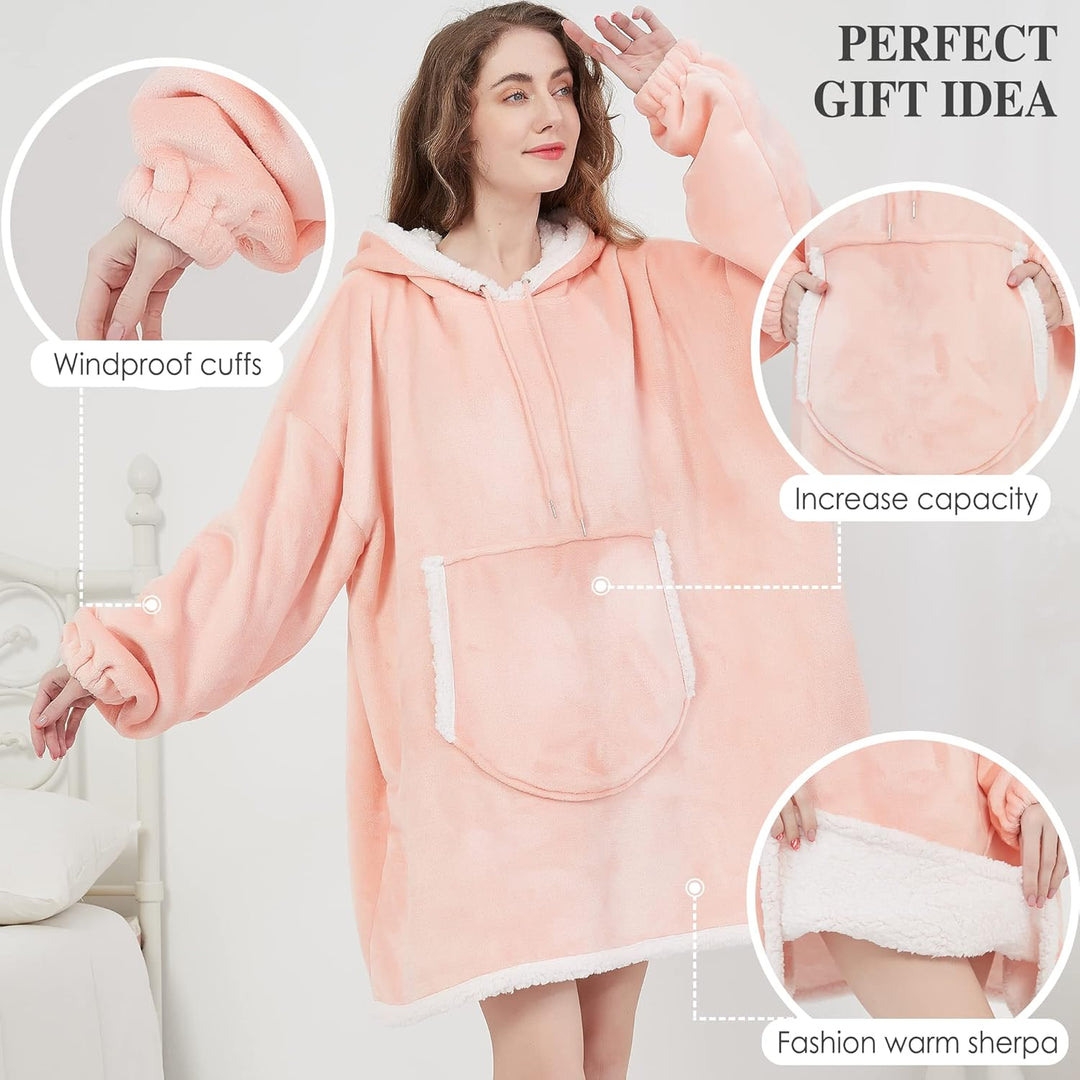 Viviland Pullover Damen & Herren Hoodie Sweatshirt, grosser und Warmer Hausanzug für Erwachsene Rosa