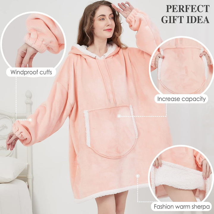 Viviland Pullover Damen & Herren Hoodie Sweatshirt, grosser und Warmer Hausanzug für Erwachsene Rosa