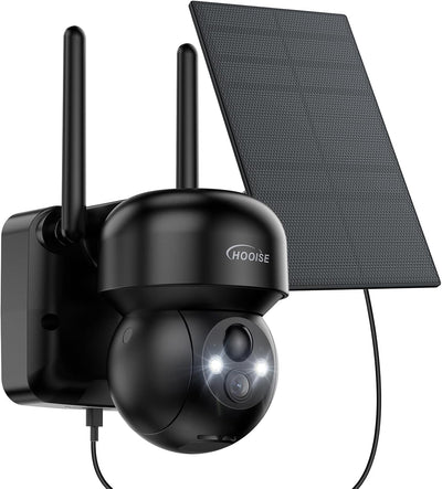 HOOISE 2K Überwachungskamera Aussen Solar, Kamera Überwachung Aussen Akku, 360° Kabellose Solar WLAN