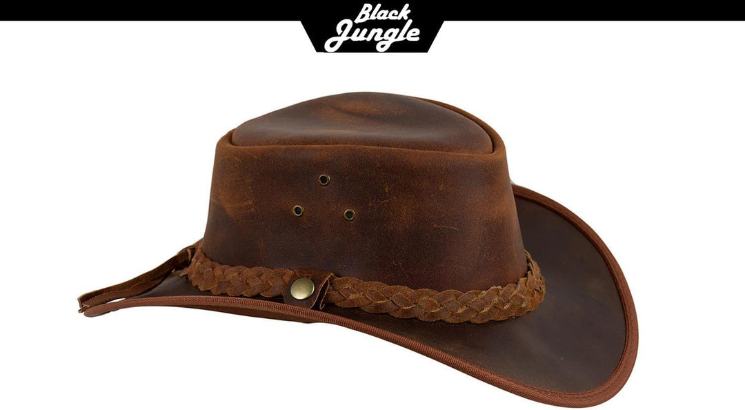 Black Jungle Bulat Lederhut, Westernhut, Australienhut, Cowboyhut M Ocker, M Ocker
