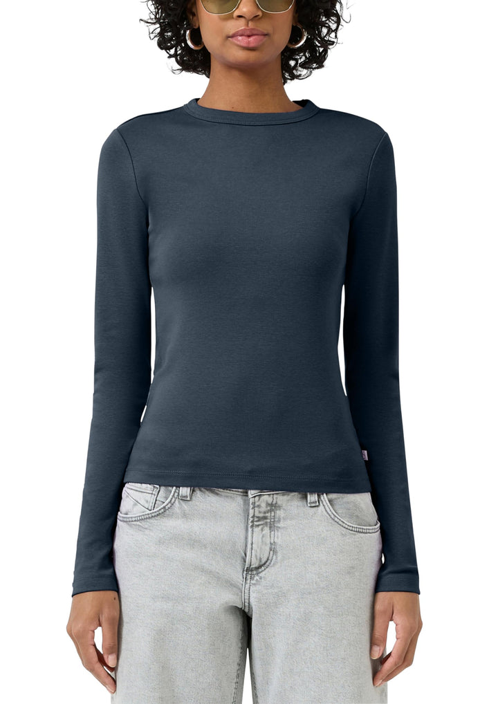 QS Damen Weiches Longsleeve Langarmshirt XL 5820_tiefblau, XL 5820_tiefblau