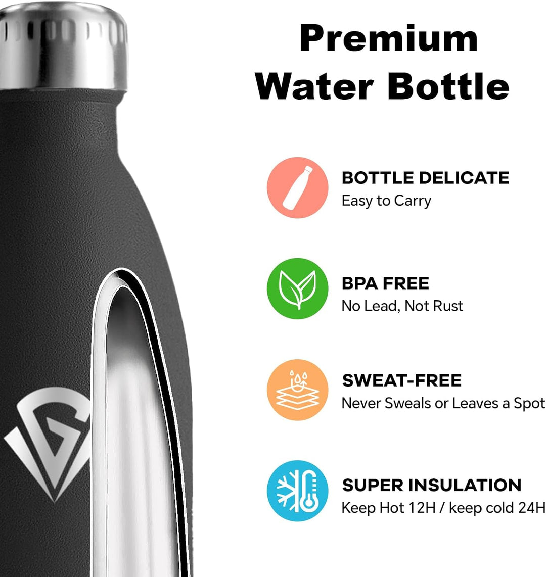 trinkflasche edelstahl 1l, Edelstahl-Trinkflasche, BPA-Frei, Trinkflasche Auslaufsicher, Wasserflasc