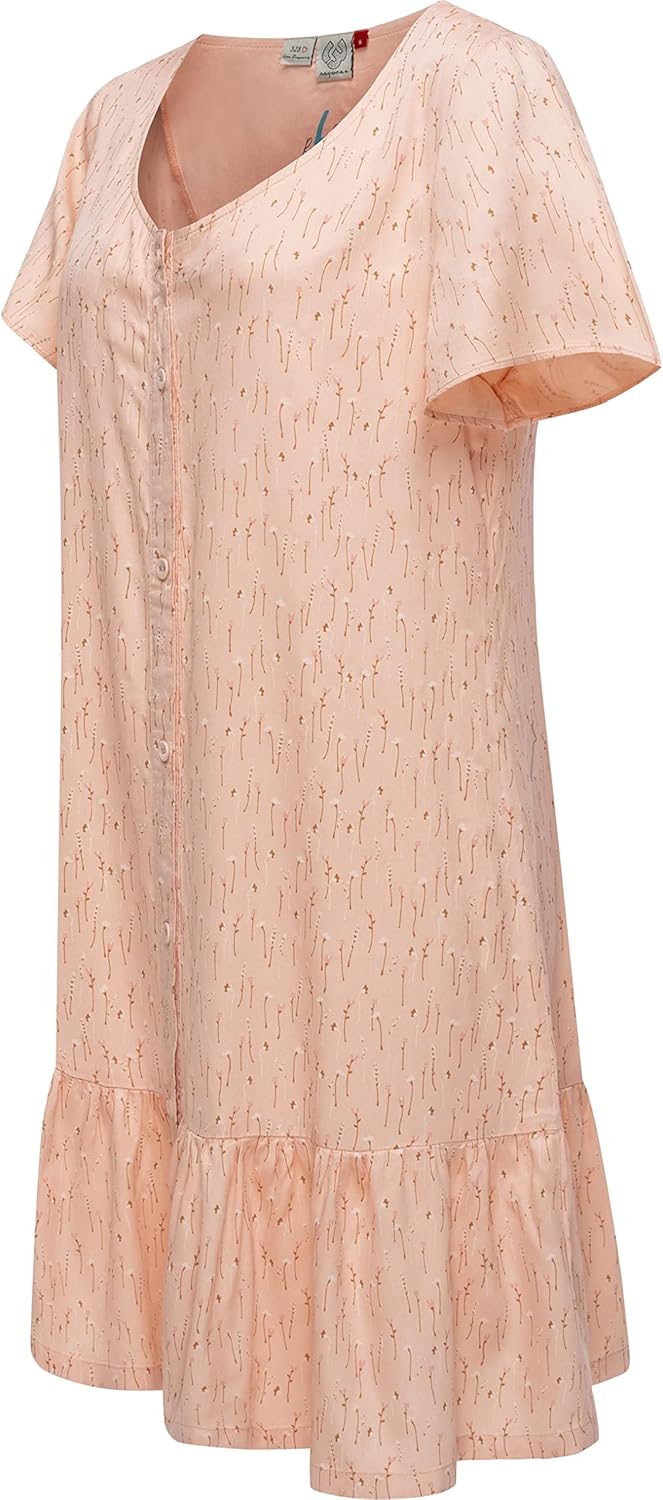 Ragwear Damen Kleid Sommerkleid kurz mit Knopfleiste Fialina XS-XXL S Kurz Nude, S Kurz Nude