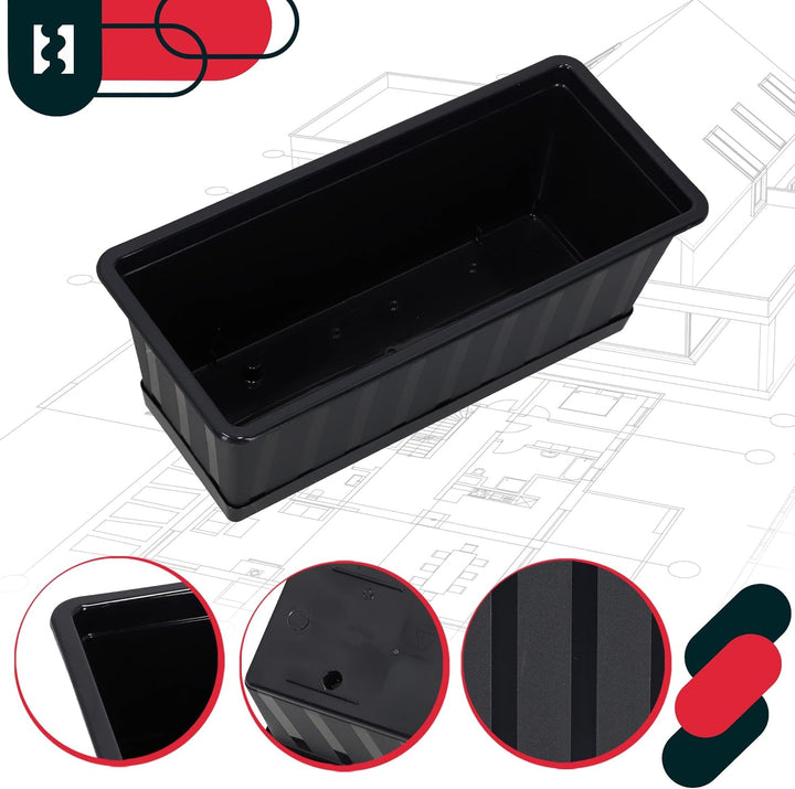 KOTARBAU® Blumenkasten - Blumentopf für Balkon - 40 x 18 x 14 cm - Anthrazit - Balkonkasten Balkonge