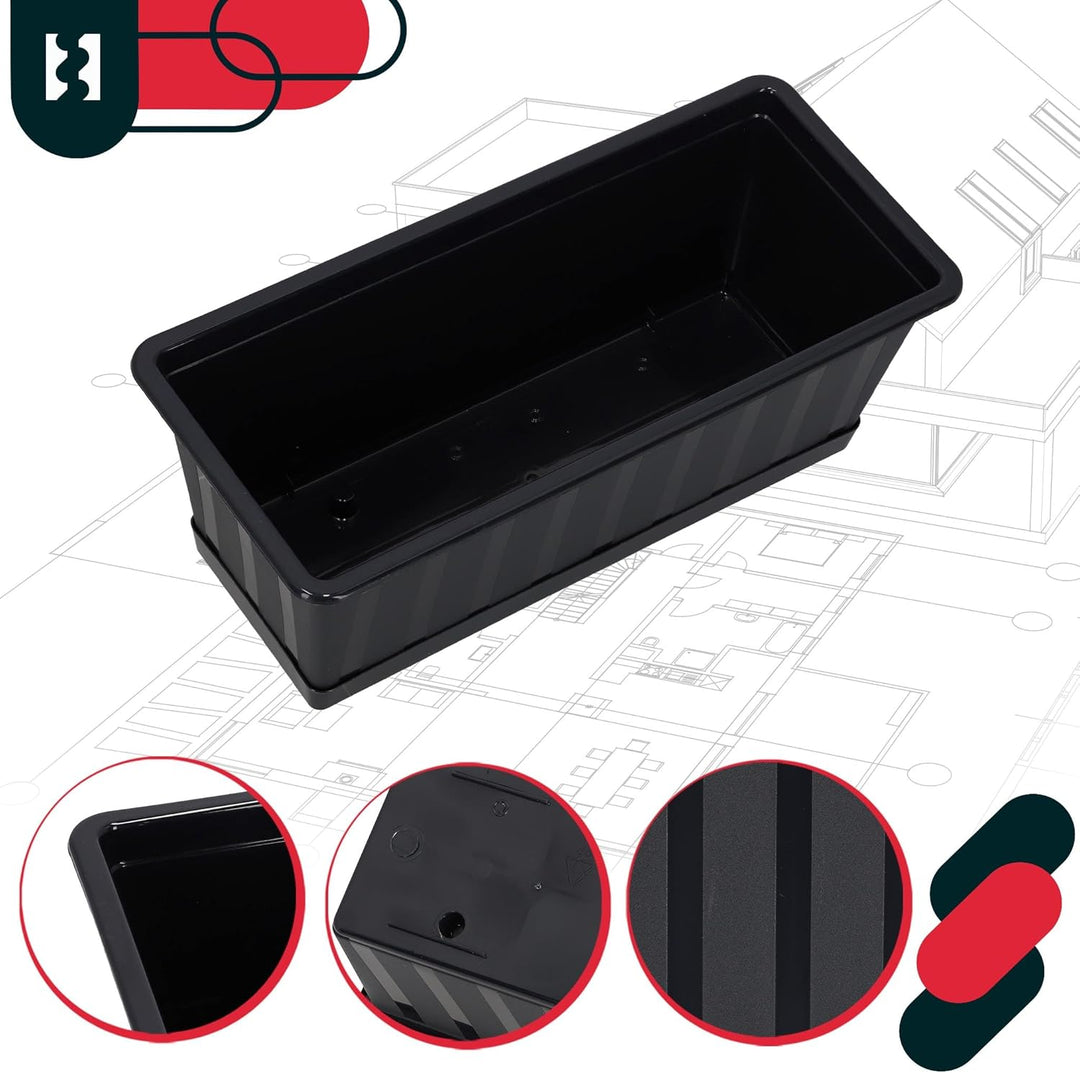 KOTARBAU® 6er Set Blumenkasten - Blumentopf für Balkon - 40 x 18 x 14 cm - Anthrazit - Balkonkasten