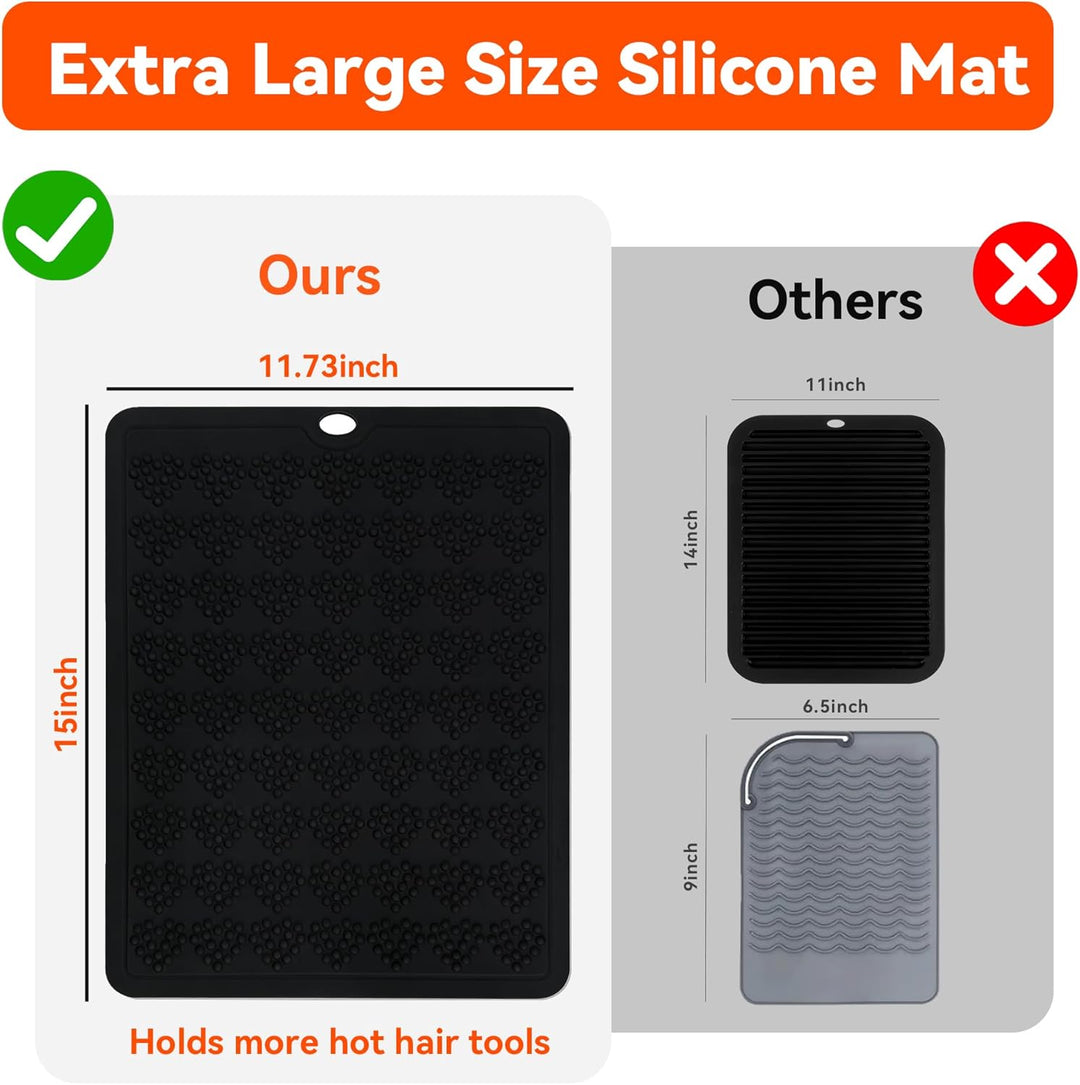 FERNIDA Silikon Hitzebeständige Matte, 38x30cm Anti-Rutsch-Mattenpad für Lockenstäbe, Haarglätter, G