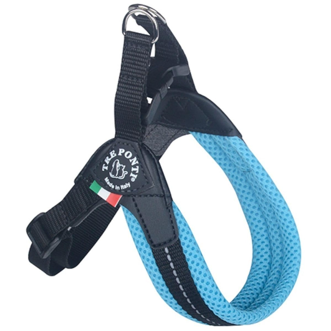 Tre Ponti Geschirr Easy Fit Soft Mesh Verstellbarer Bauchgurt, Farbe:hellblau, Grösse:Gr.1/28-38cm /