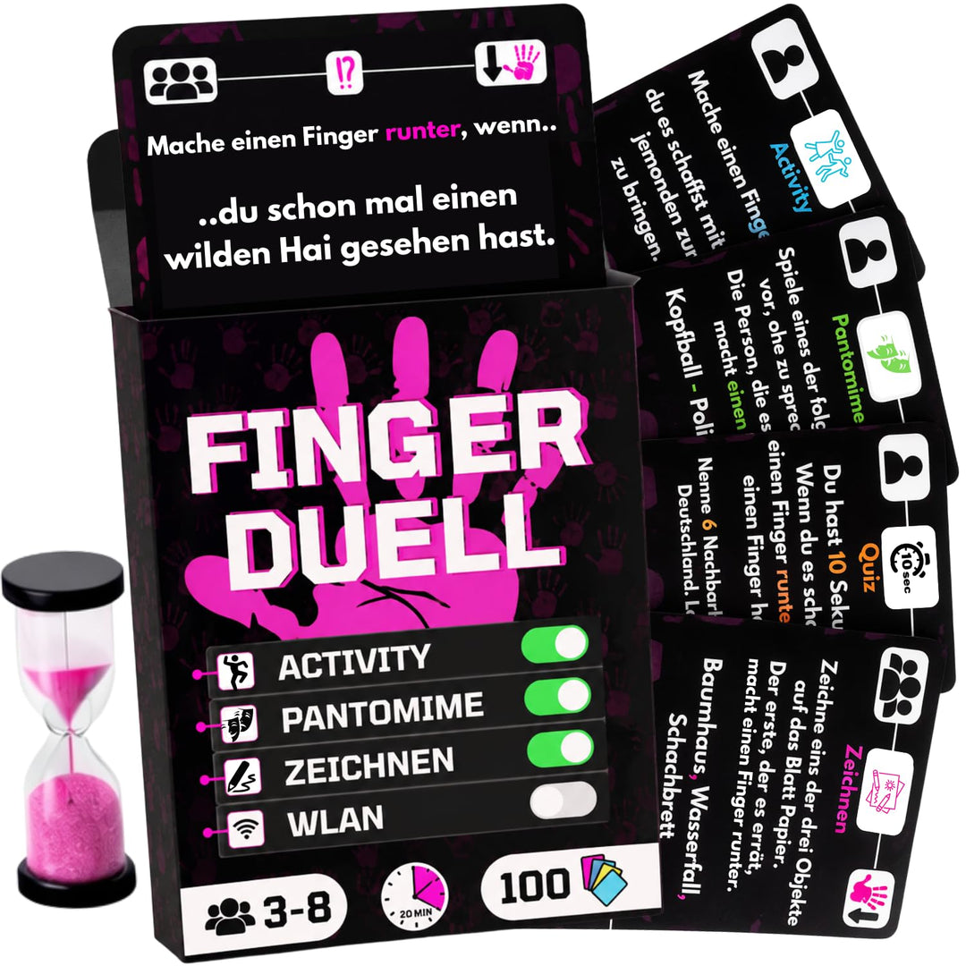 Das Fingerduell | Activity Zeichen Pantomime Quiz | Kartenspiel mit +170 Aufgaben | Interaktive Akti