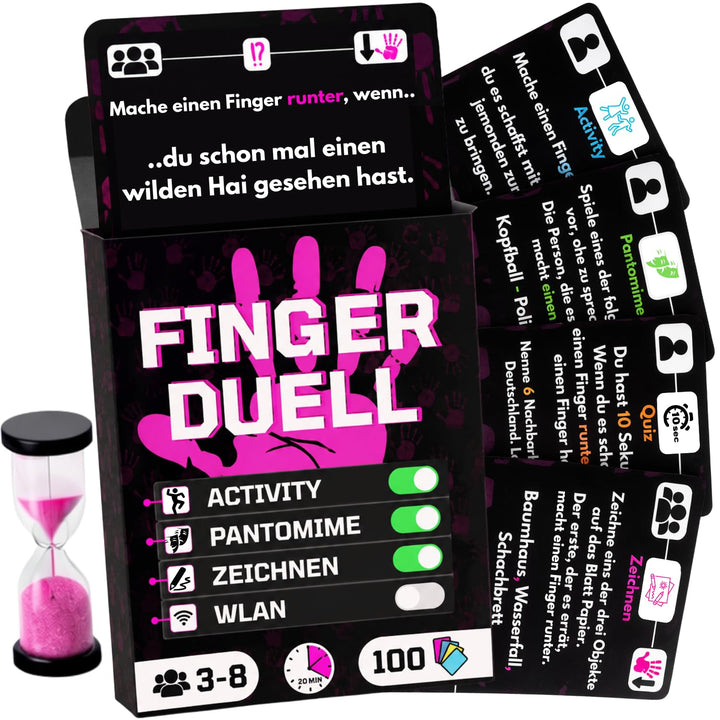 Das Fingerduell | Activity Zeichen Pantomime Quiz | Kartenspiel mit +170 Aufgaben | Interaktive Akti