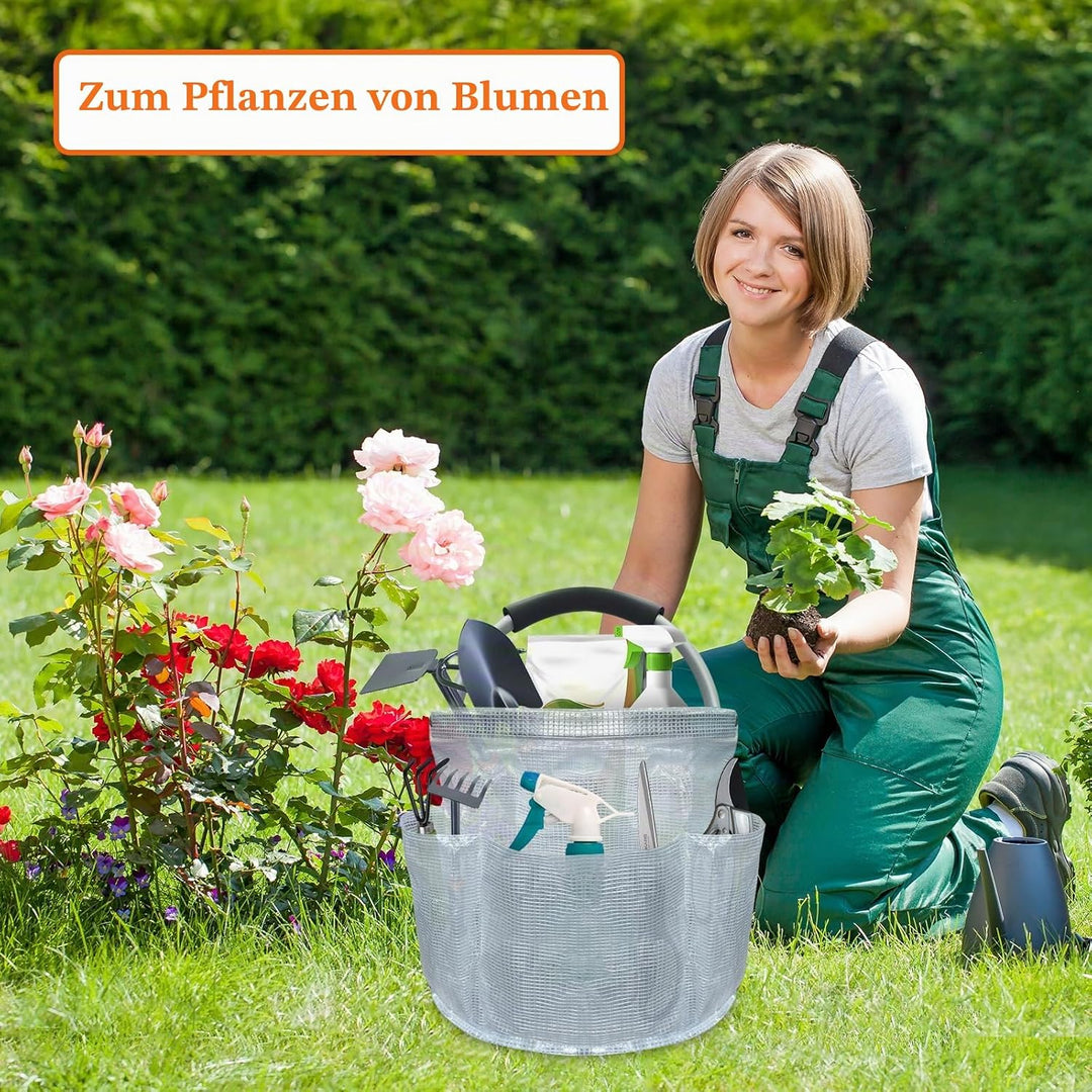 17L Picknickkorb mit Griffen und 6 Taschen, Faltbarer Einkaufskorb, Tragbarer Strandtasche aus PVC-H