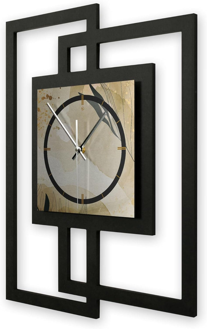 Kreative Feder Designer-WANDUHR „Elegant Leaves“ in modernem Metallic-Look ohne Tickgeräusche (Funk/