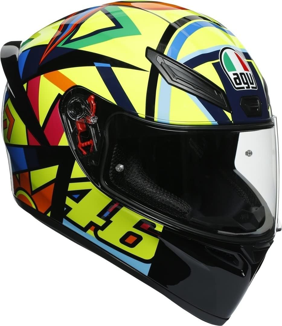 AGV Unisex-Adult K1 E2205 TOP Motorrad Helm, Gelb/Blau/Rot, XL