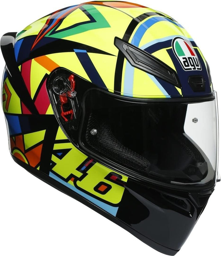 AGV Unisex-Adult K1 E2205 TOP Motorrad Helm, Gelb/Blau/Rot, XL