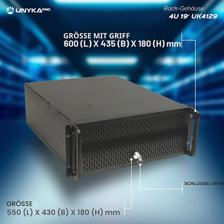 UNYKAch uk-4129 Rack-Gehäuse schwarz – PC-Gehäuse (Ablage, SGCC, Secc, ATX, Micro-ATX, 4U, Schwarz,