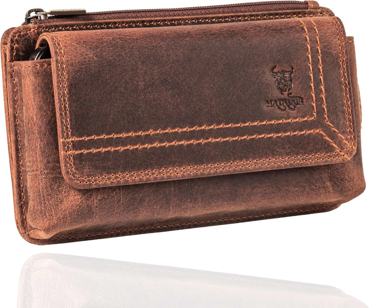 MATADOR Echt Leder Universal Handy-Tasche Holster Gürteltasche Magnetverschluss Quer für Handys bis