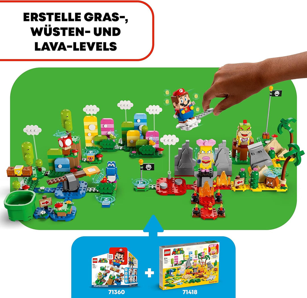 LEGO 71418 Super Mario Kreativbox - Leveldesigner-Set mit Gras, Lava und Wüstenmodellen zum Kombinie