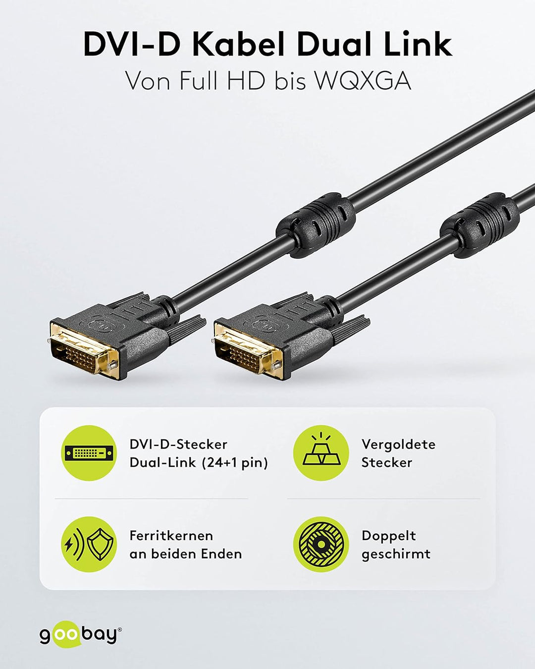Wentronic DVI-D Kabel Dual Link (DVI-D (24+1) Stecker auf DVI-D (24+1) Stecker) 10 m