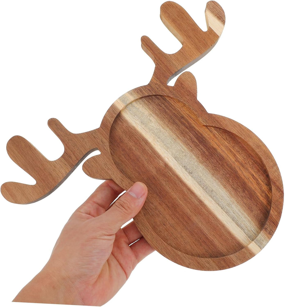 Cabilock Holz Servierplatte Mit Hirschmotiv Speiseteller Aus Holz Weihnachtsbonbonschale Serviertabl