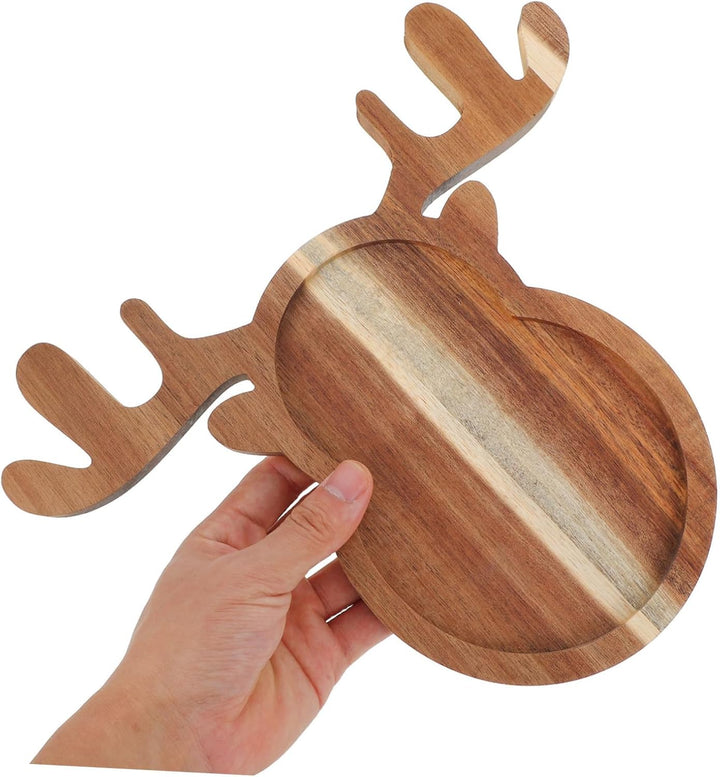 Cabilock Holz Servierplatte Mit Hirschmotiv Speiseteller Aus Holz Weihnachtsbonbonschale Serviertabl