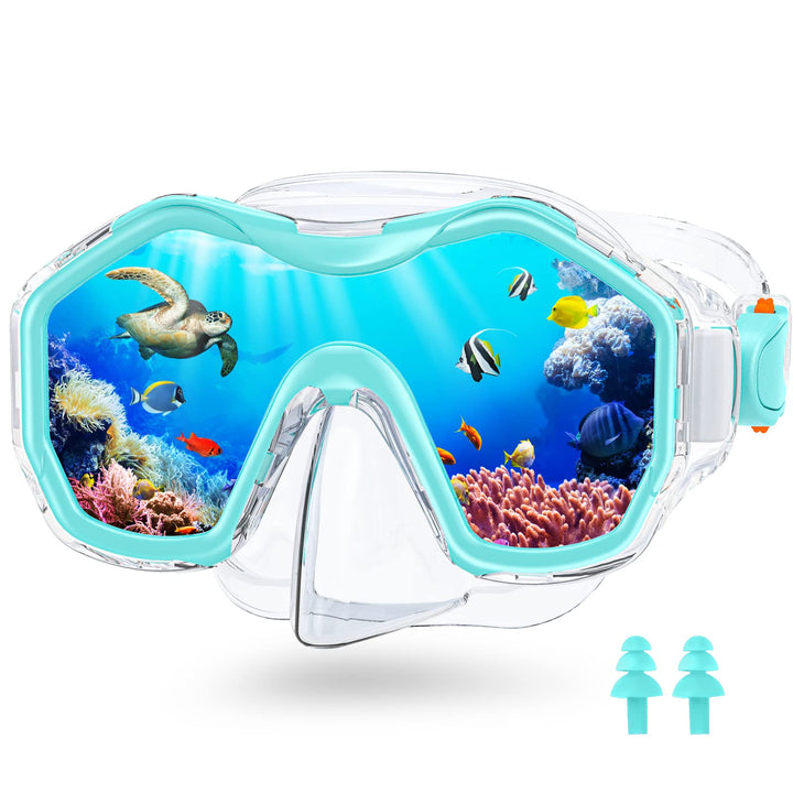 Taucherbrille Kinder, Schwimmbrille Schnorchelmaske für Jungen Mädchen, Tauchmaske mit Nasenabdeckun
