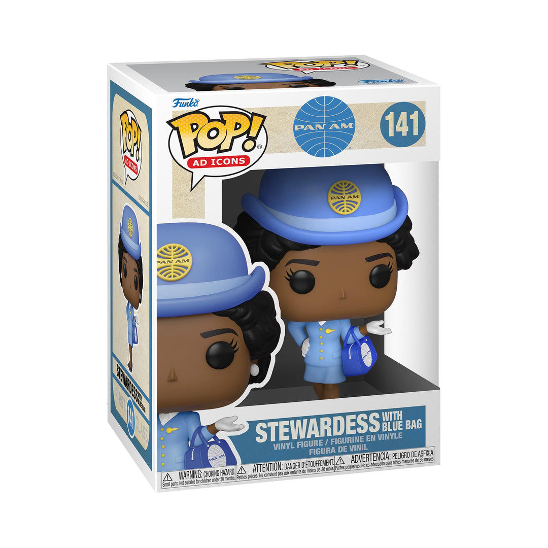 Funko POP! Ad Icons: Pan Am Stewardess Am - Stewardess - Blau Bag - Pan-Am - Vinyl-Sammelfigur - Ges