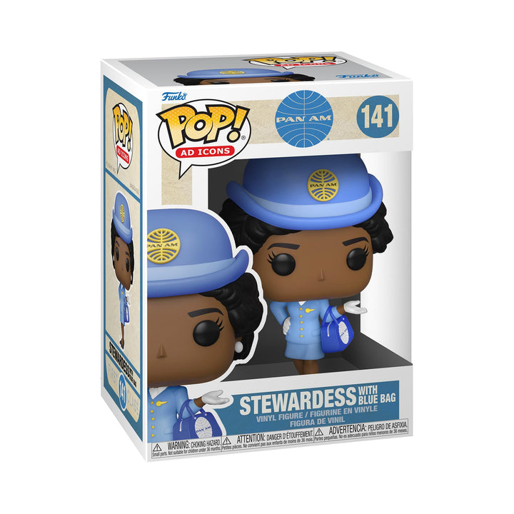 Funko POP! Ad Icons: Pan Am Stewardess Am - Stewardess - Blau Bag - Pan-Am - Vinyl-Sammelfigur - Ges