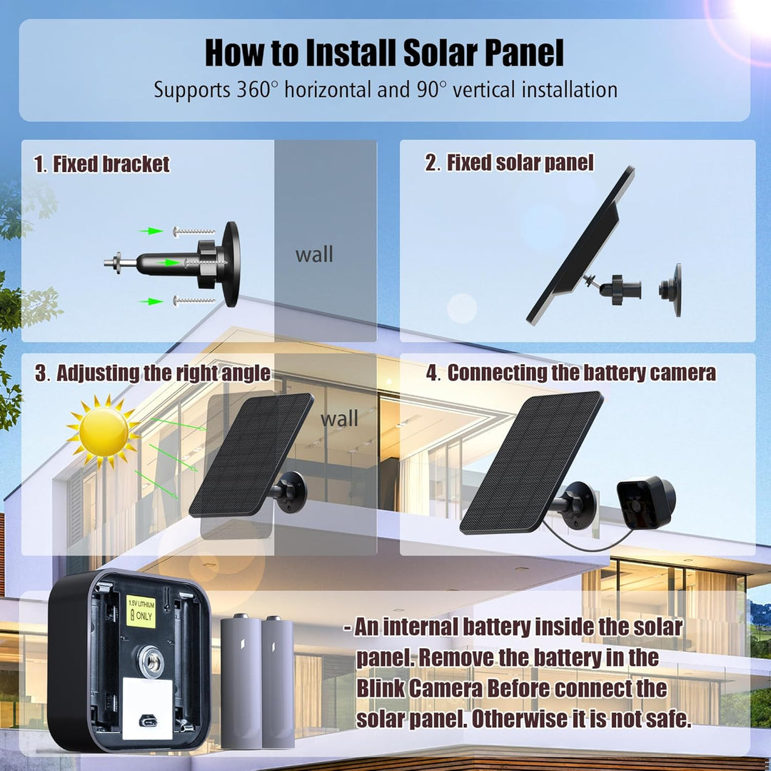 3 Pack Solarpanel für Blink Kamera Outdoor, 4W Solarmodul Compatibel mit Blink Outdoor Camera 2K, 4(