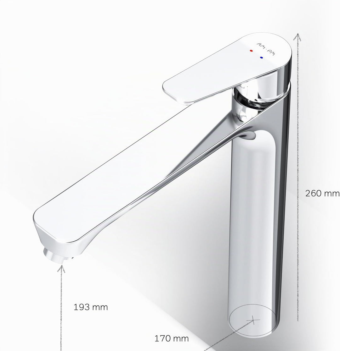 AM.PM Hit Waschtischarmatur mit Einhebelmischer, SoftMotion Keramikkartusche 30mm, Neoperl Aerator,