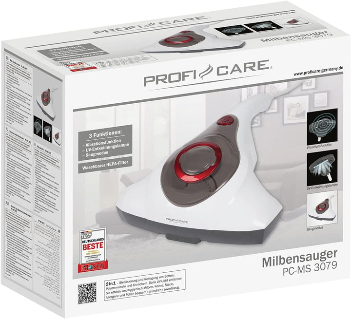 ProfiCare Milbensauger PC-MS 3079, Milben-Staubsauger m. Kabel ideal für Sofa, Bett, Couch, Matratze